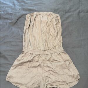 Sunday Best Beige Strapless High-Waist Shorts Romper
